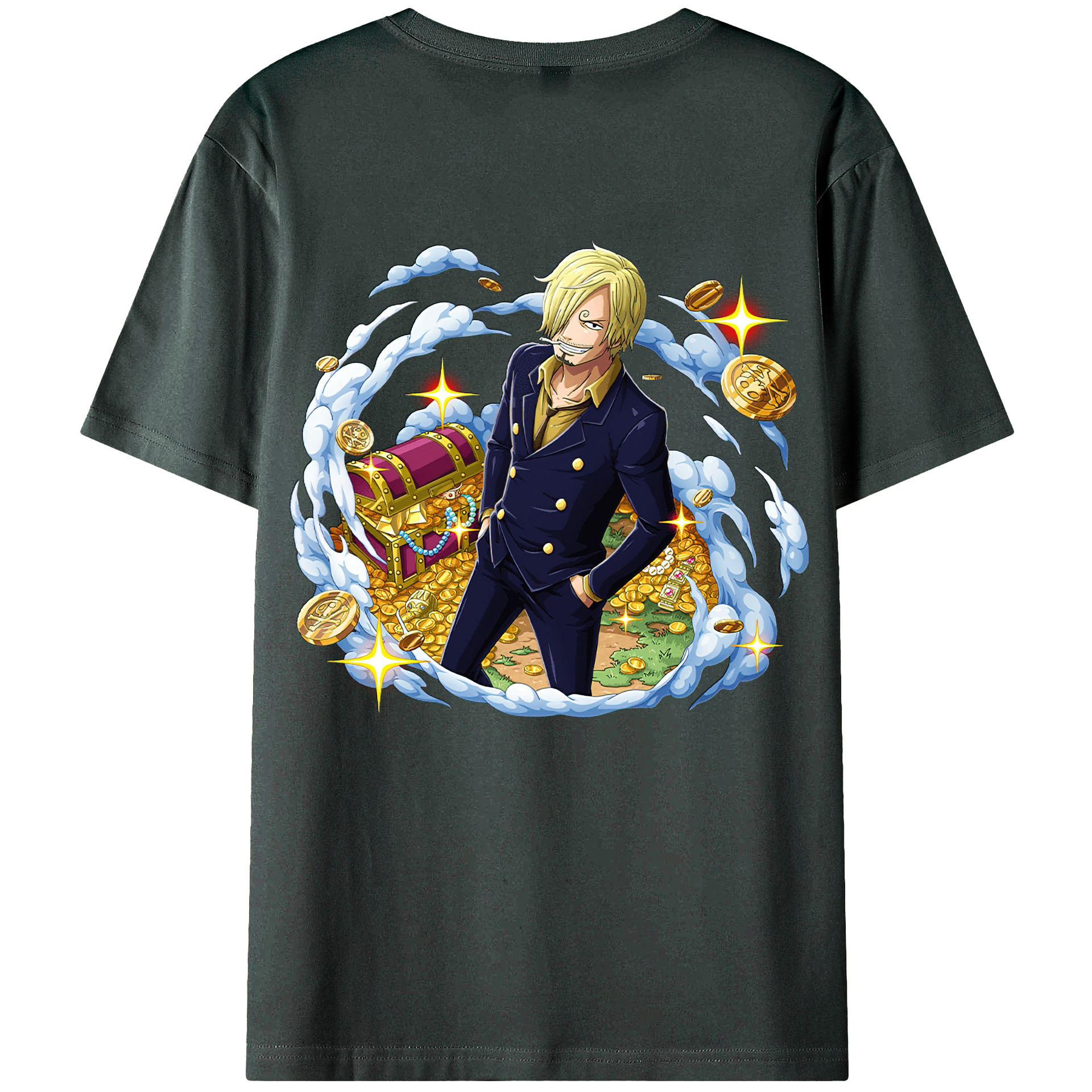 （画像用） ワンピース サンジ ONE PIECE Sanji 綿100％ メンズ半袖Tシャツ（バックプリント） 通気性